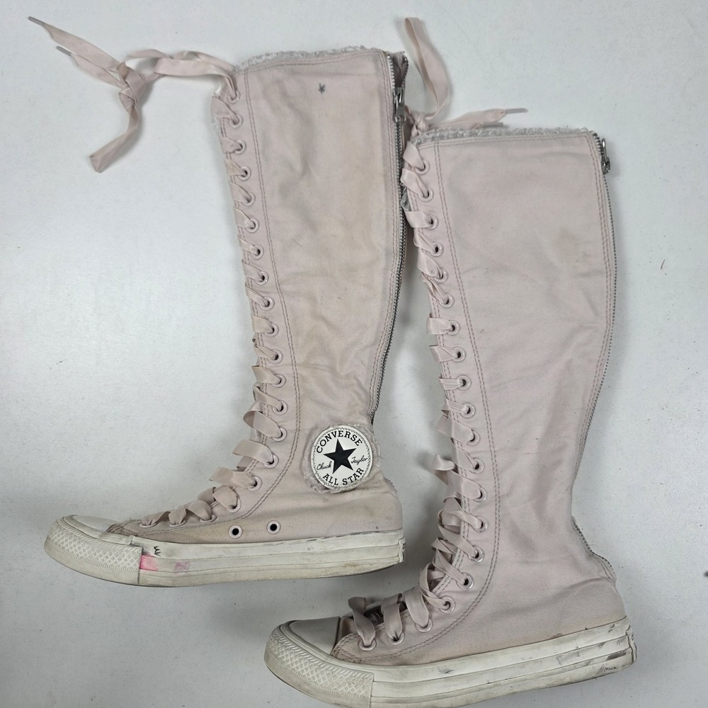 VTG Y2K Converse Chuck Taylor Shoes Womens Size 7 Pink Knee High Zip Sneakers